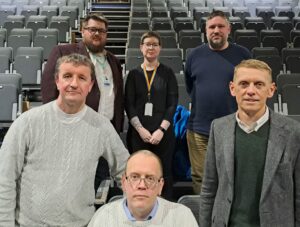 Burnley Green Party Councillors (back row, left to right, front row, left to right), Andy Fewings, Sarah Hall, Jack Launer, Andy Wight, Martyn Hurt and Scott Cunliffe